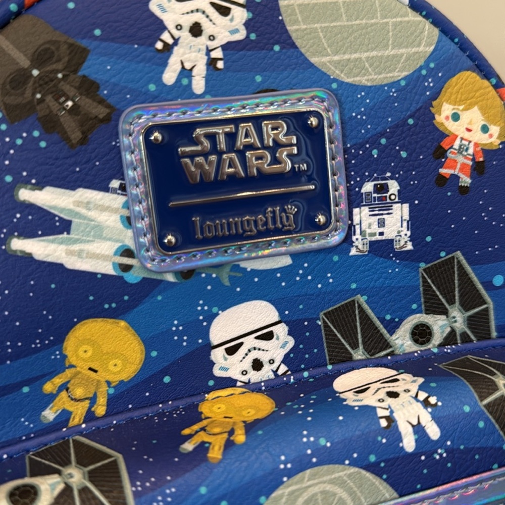 NWT - Hardtag Disney Parks X Loungefly Star Wars Chibi Backpack Death Star Leia - Picture 6 of 6